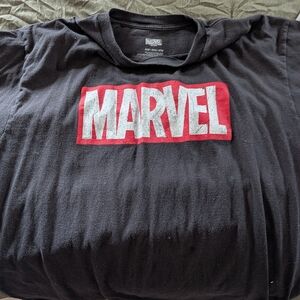 Marvel Logo Tee in Black and Red